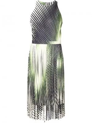 Платье с графическим принтом и бахромой Tamara Mellon. Цвет: зелёный