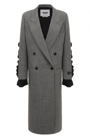 Шерстяное пальто MSGM. Цвет: серый