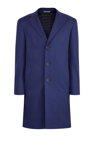 Утепленное пальто из шерстяного драпа Impeccabile CANALI. Цвет: синий