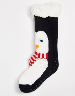 Носки-слиперы с новогодним принтом пингвина -Мульти ASOS DESIGN