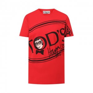 Хлопковая футболка Tods x Alber Elbaz Tod's. Цвет: красный