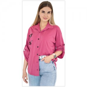 Рубашка женская / больших размеров оверсайз (484-21 р108 (164) 16) LIDEKO LIDЭКО. Цвет: розовый