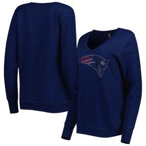 Женский пуловер с глубоким v-образным вырезом Cuce New England Patriots темно-синего цвета Unbranded