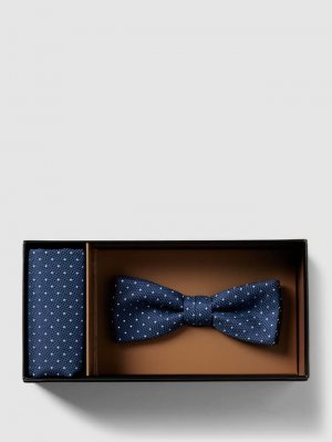 Комплект из шелкового галстука-бабочки и нагрудного платка , синий BOSS