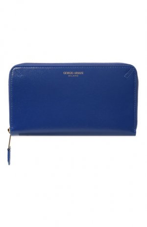 Кожаный кошелек Giorgio Armani. Цвет: синий