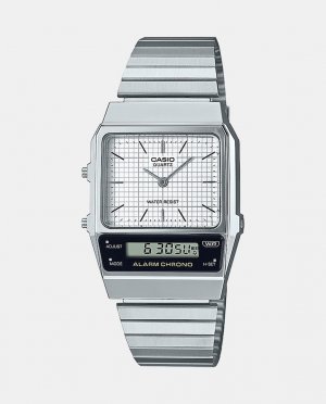 Vintage New Combi AQ-800E-7AEF Стальные мужские часы , серебро Casio