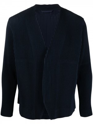 Однобортный плиссированный пиджак Homme Plissé Issey Miyake. Цвет: синий
