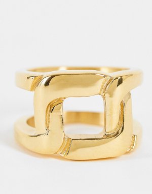 Золотистое кольцо с дизайном звеньев цепочки -Золотистый Nali