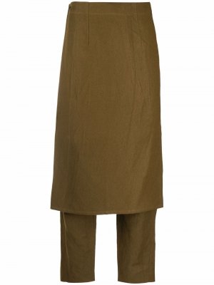 Многослойные брюки Uma Wang. Цвет: зеленый