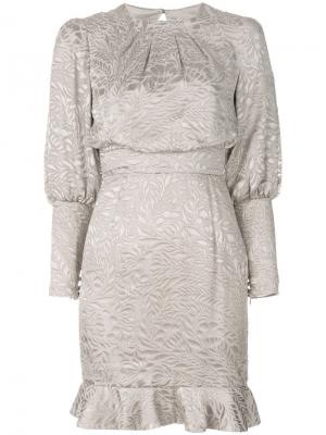 Присборенное платье с цветочным принтом Misha Collection. Цвет: серый