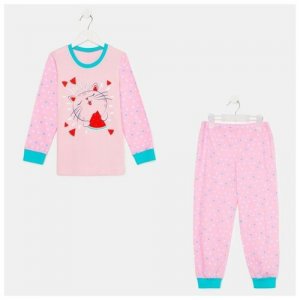 Пижама для девочки К2225-7163, цвет розовый/горох, рост 116 см (60) Basia. Цвет: розовый