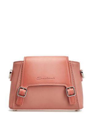 Кожаная сумка Velatura c двойными пряжками и съемным ремнем SANTONI. Цвет: розовый