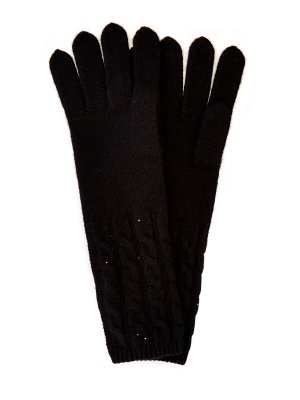 Кашемировые перчатки с вязаным узором и пайетками RE VERA. Цвет: черный