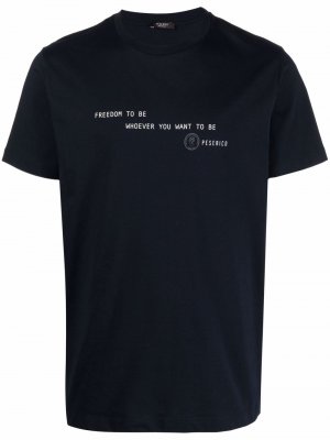 Slogan-print cotton T-shirt Peserico. Цвет: синий