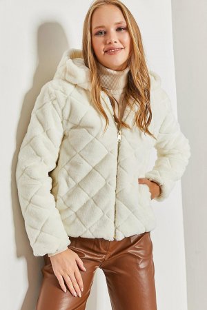 Женское стеганое плюшевое пальто с капюшоном SHADE, белый Shade