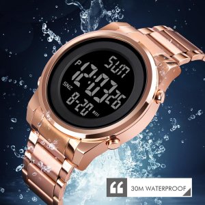 SKMEI Мужские цифровые деловые часы с двойным режимом времени, дата, неделя, будильник, подсветка, 3 атм, водонепроницаемые