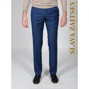Мужские классические брюки Slava Zaitsev. Цвет: синий