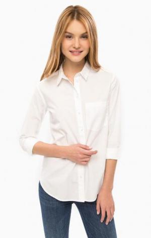 Белая рубашка из хлопка сободного кроя LERROS. Цвет: белый