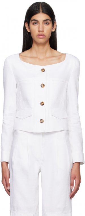 Белый пиджак с вырезом лодочкой J KOO