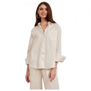 Пижамная рубашка с воротником-стойкой Creme размер S 8 HORAS of silk