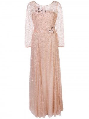 Коктейльное платье с блестками Marchesa Notte. Цвет: розовый