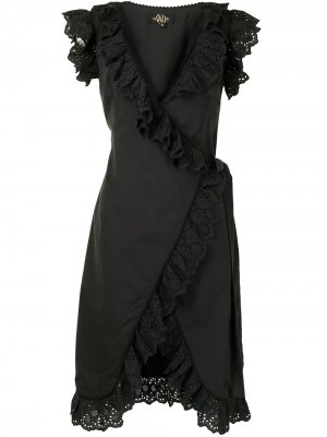 Платье миди с оборками De La Vali. Цвет: черный