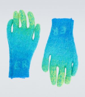 Градиентные вязаные перчатки из смесового мохера Erl, синий ERL