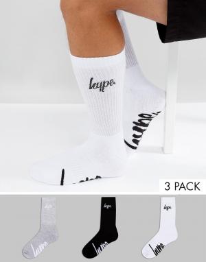 Набор из 3 пар носков с логотипом Hype. Цвет: мульти