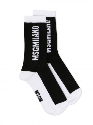 Носки вязки интарсия MSGM Kids. Цвет: белый