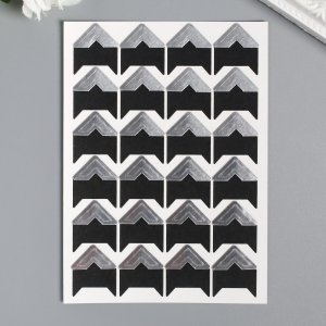 Набор уголков с кармашком для фотографий 24 уголка Арт Узор. Цвет: черный, серебристый