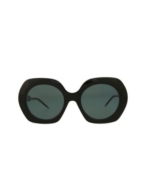 Круглые солнцезащитные очки с геометрическим рисунком 52 мм , черный Thom Browne