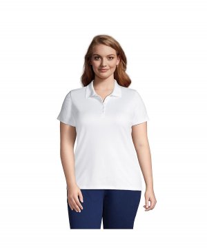 Женская хлопковая рубашка-поло с короткими рукавами больших размеров Supima Lands' End, белый Lands' End