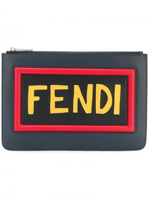 Клатч с заплаткой логотипом Fendi. Цвет: чёрный