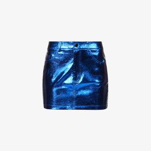 Мини-юбка из искусственной кожи металлик со средней посадкой , цвет cobalt Amy Lynn
