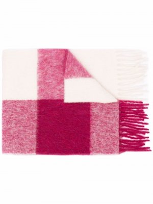 Клетчатый шарф с бахромой Marni. Цвет: розовый