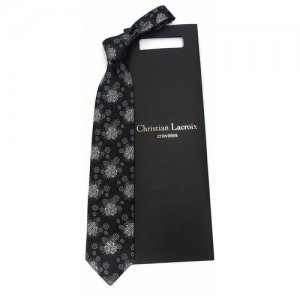 Черный дизайнерский галстук с узорами и цветами 820146 Christian Lacroix. Цвет: черный