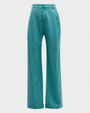 Lana Широкие шерстяные брюки со складками Wynn Hamlyn