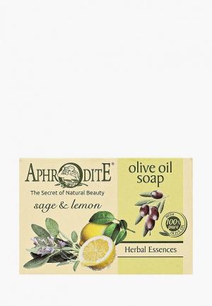 Мыло Aphrodite оливковое с шалфеем и лимоном, 100 г. Цвет: зеленый
