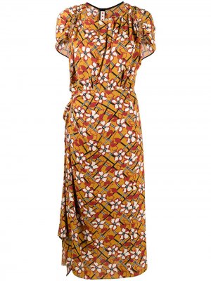 Платье миди с цветочным принтом Marni. Цвет: желтый