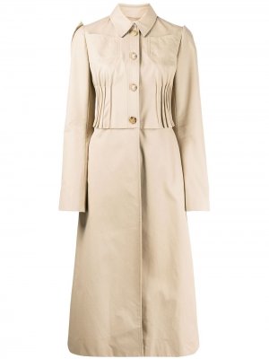 Расклешенное однобортное пальто со складками Nina Ricci. Цвет: нейтральные цвета