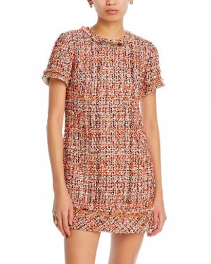 Твидовое мини-платье с короткими рукавами , цвет Multi Jason Wu Collection