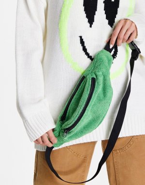 Зеленая махровая сумка-кошелек на пояс -Зеленый цвет ASOS DESIGN