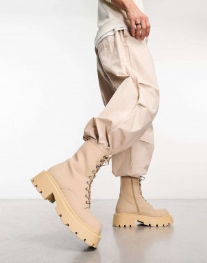 Песочные ботинки на массивной шнуровке с квадратным носком Truffle Collection