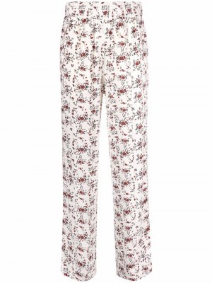 Прямые брюки с цветочным принтом GANNI. Цвет: белый